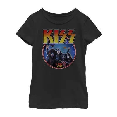 Little & Big Girls Crew Neck Short Sleeve KISS Graphic T-Shirt