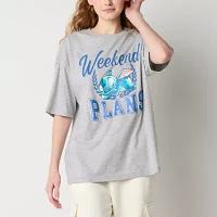 Juniors Stitch 626 Weekend Plans Boyfriend Womens Crew Neck Short Sleeve Graphic T-Shirt