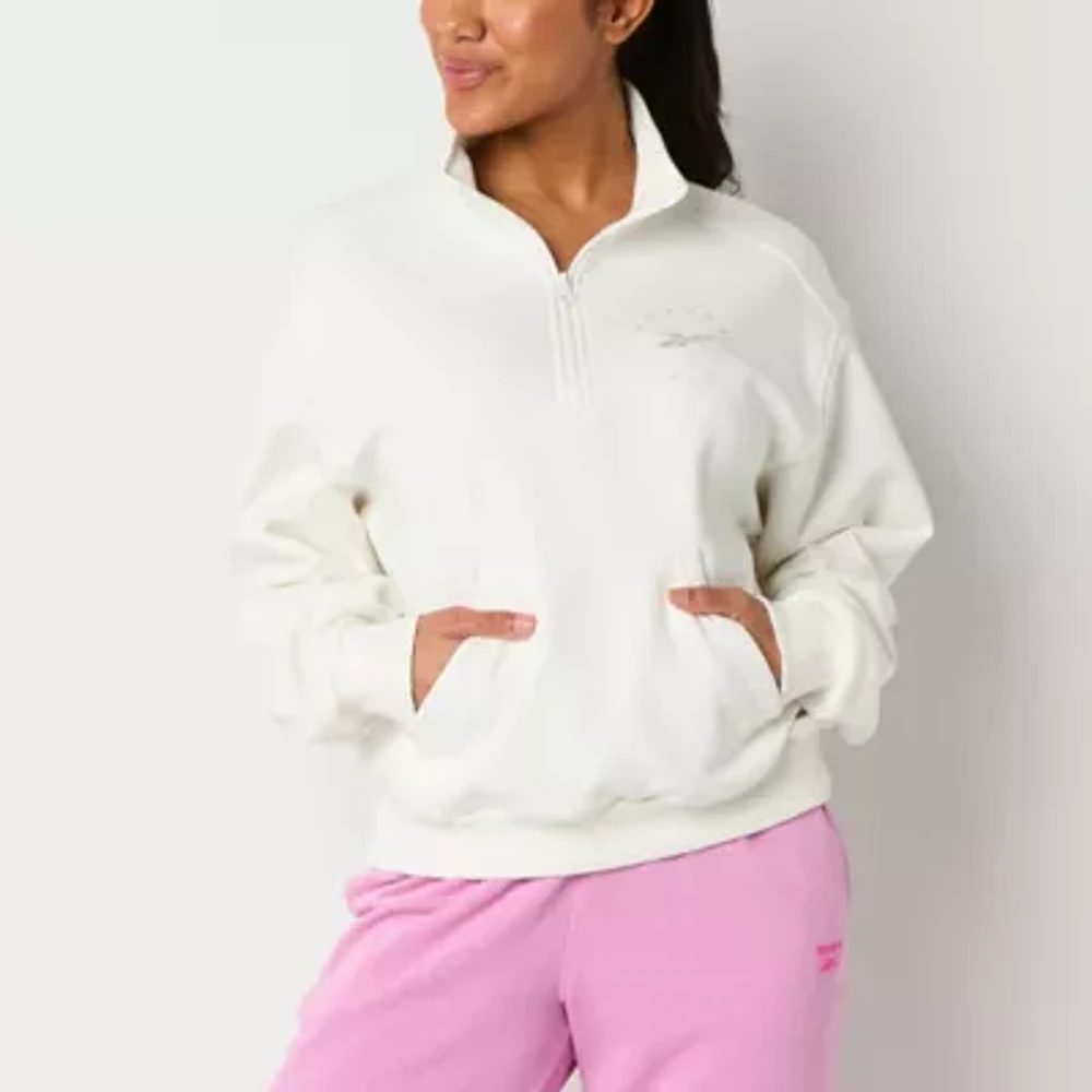 Reebok Womens Fleece Long Sleeve Quarter-Zip Pullover