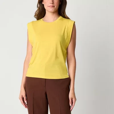 Worthington Womens Crew Neck Sleeveless Blouse