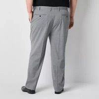 Shaquille O'Neal XLG Mens Big and Tall Plaid Stretch Fabric Classic Fit Flat Front Suit Pants