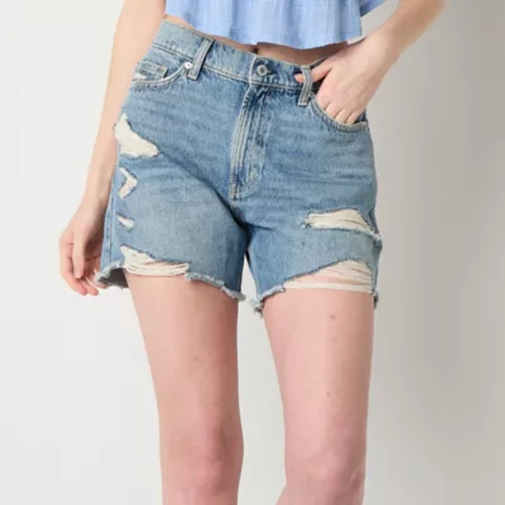 Arizona Womens Low Rise Denim Short-Juniors