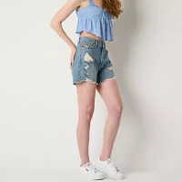 Arizona Womens Low Rise Denim Short-Juniors