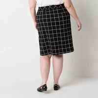 Liz Claiborne Ponte Womens Mid Rise Pencil Skirt-Plus