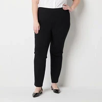 Liz Claiborne-Plus Alexis Ponte Womens Mid Rise Straight Pull-On Pants