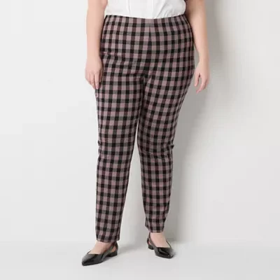 Liz Claiborne-Plus Alexis Ponte Womens Mid Rise Straight Pull-On Pants