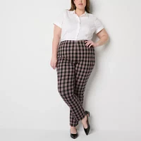 Liz Claiborne-Plus Alexis Ponte Womens Mid Rise Straight Pull-On Pants