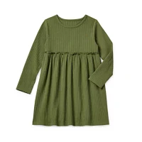 Okie Dokie Toddler & Little Girls Long Sleeve A-Line Dress