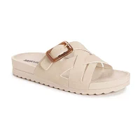 Muk Luks Womens Grand Shayna Criss Cross Strap Flat Sandals