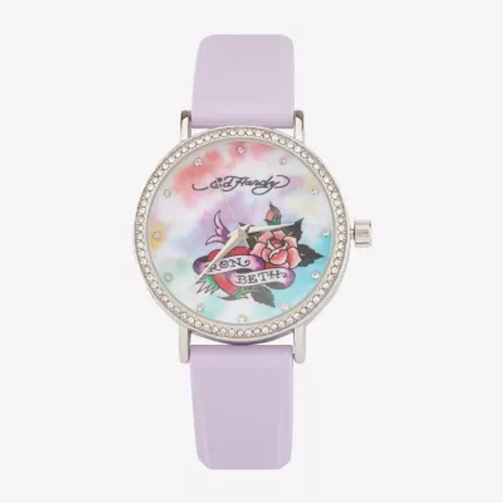 Ed Hardy Womens Purple Strap Watch 15006s-42-F09