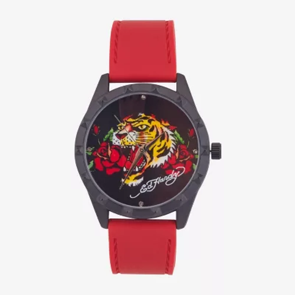 Ed Hardy Womens Red Strap Watch 15004b-42-G15