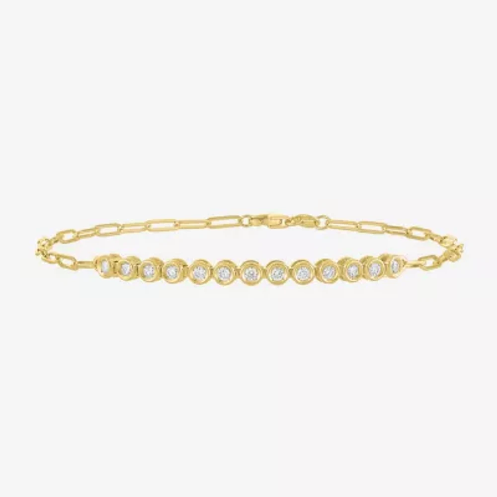 Diamond Addiction 1/3 Ct.T.W. (G-H, I1-I2) Lab-Grown Diamond 10K Gold Paperclip Round Chain Bracelet