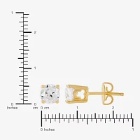 White Cubic Zirconia 18K Gold Over Silver Round 2 Pair Earring Set