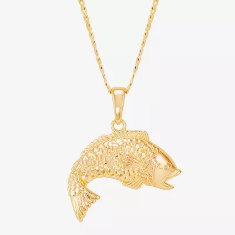 Fish Womens 14K Gold Over Silver Pendant Necklaces