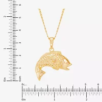 Fish Womens 14K Gold Over Silver Pendant Necklaces