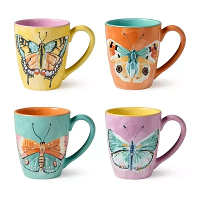 Certified International Butterflies 4-pc. Coffee Mug