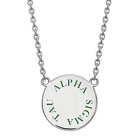 Alpha Sigma Tau Enamel Sterling Silver Disc Necklace