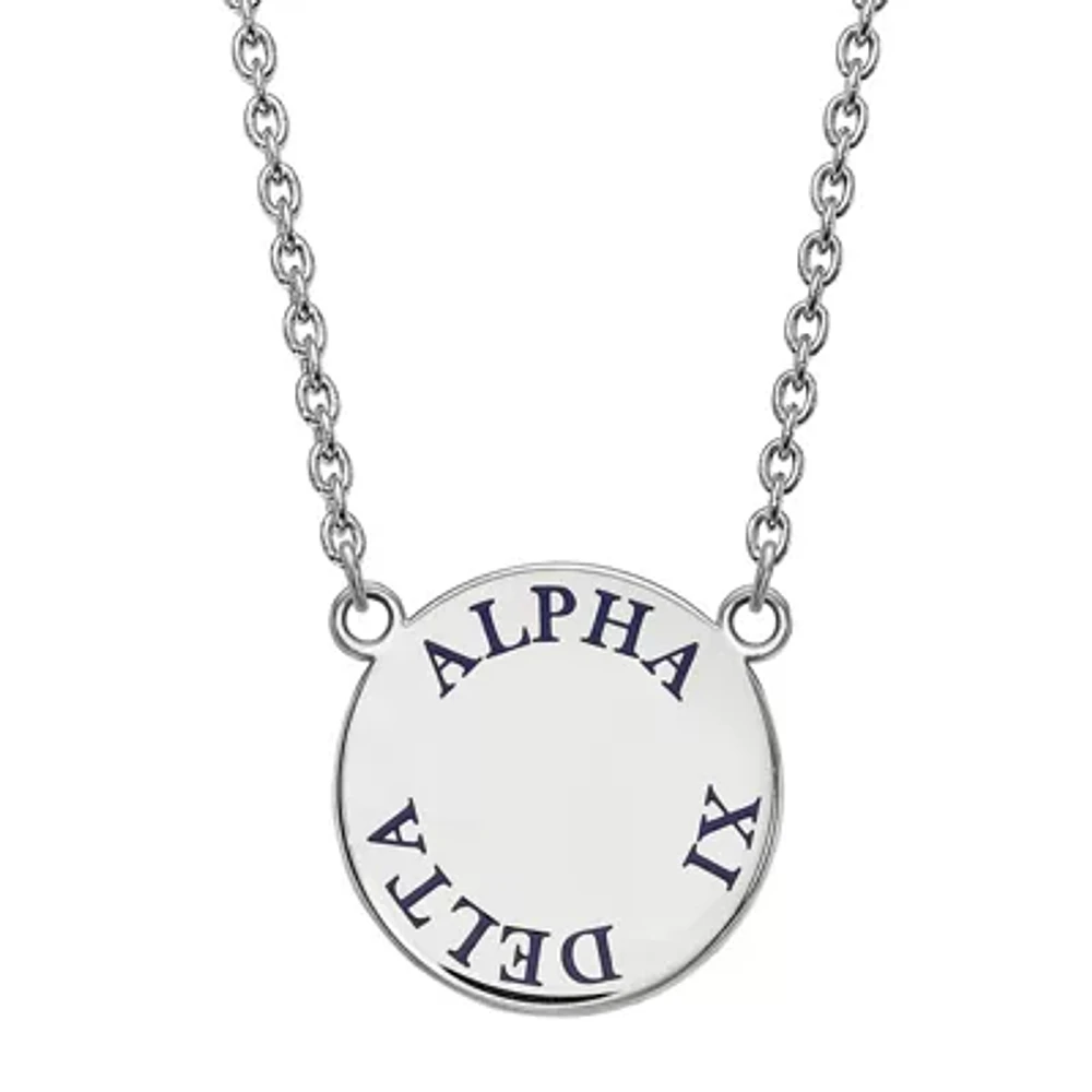 Alpha Xi Delta Enamel Sterling Silver Disc Pendant Necklace