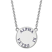 Alpha Xi Delta Enamel Sterling Silver Disc Pendant Necklace