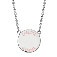 Delta Gamma Enamel Sterling Silver Disc Pendant Necklace