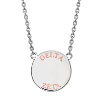 Delta Zeta Enamel Sterling Silver Disc Pendant Necklace