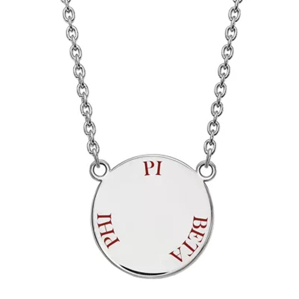 Pi Delta Phi Enamel Sterling Silver Disc Pendant Necklace