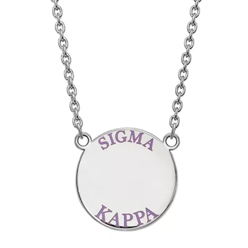 Sigma Kappa Enamel Sterling Silver Disc Pendant Necklace