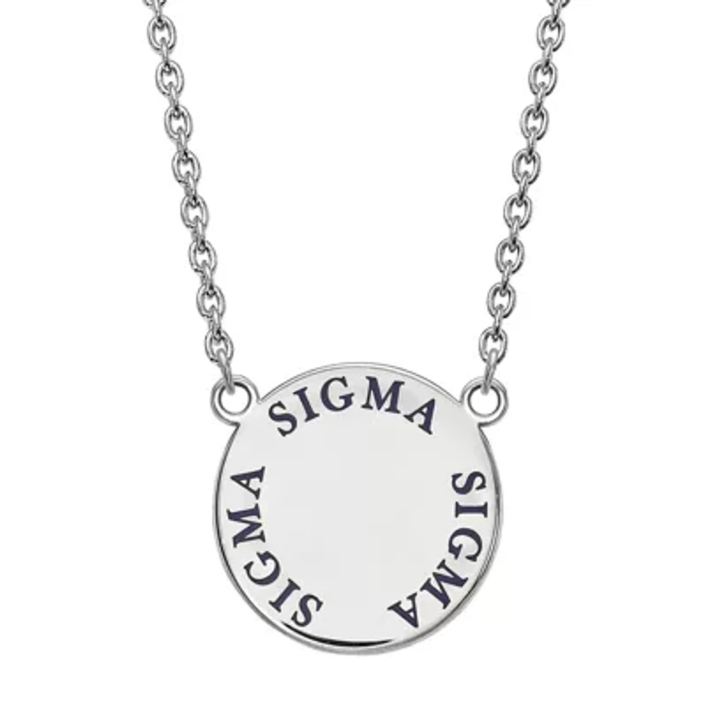 Sigma Sigma Sigma Enamel Sterling Silver Disc Pendant Necklace