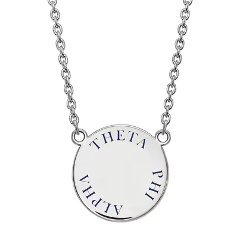 Theta Phi Alpha Enamel Sterling Silver Disc Pendant Necklace