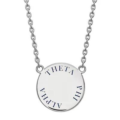 Theta Phi Alpha Enamel Sterling Silver Disc Pendant Necklace