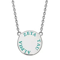 Zeta Tau Alpha Enamel Sterling Silver Disc Pendant Necklace