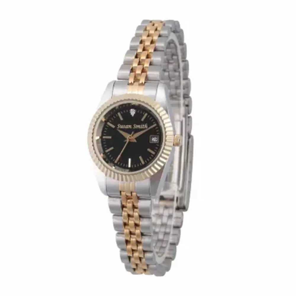 Womens Crystal Accent Two Tone Stainless Steel Bracelet Watch Pw00177