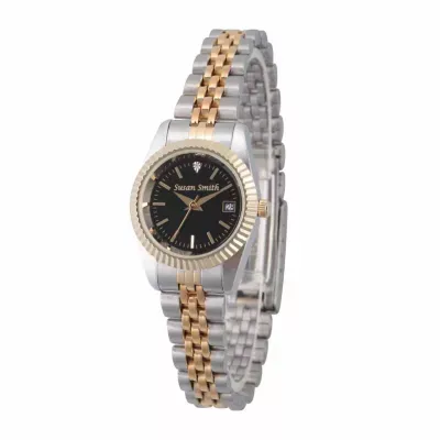 Womens Crystal Accent Two Tone Stainless Steel Bracelet Watch Pw00177