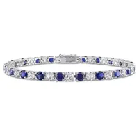 Lab Created Blue Sapphire Sterling Silver 7.25 Inch Tennis Bracelet