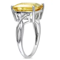 Womens Genuine Yellow Citrine Sterling Silver Cocktail Ring