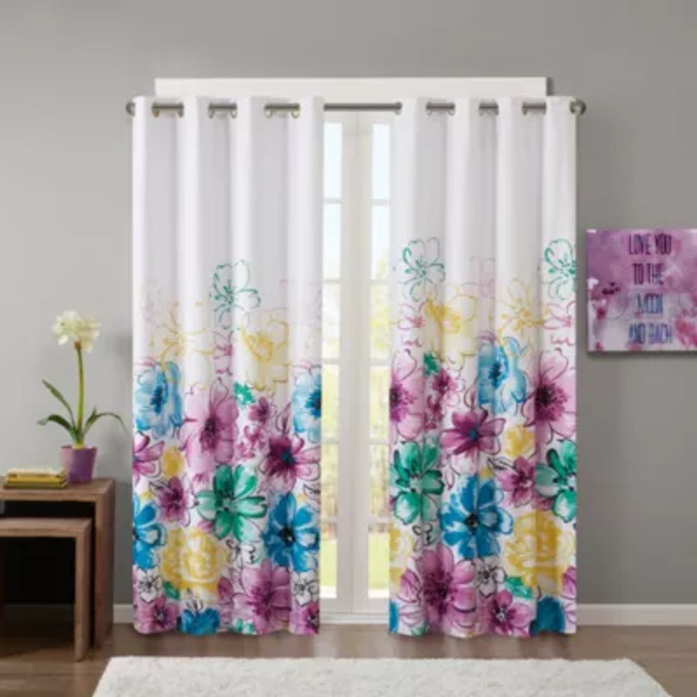 Intelligent Design Ashley 50"W X 84"L Total 100% Blackout Grommet Top Single Curtain Panel