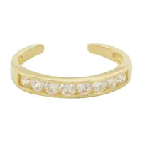 White Cubic Zirconia 10K Gold Toe Ring