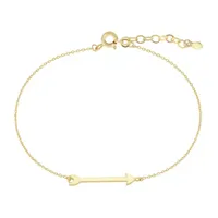 10K Gold 9 Inch Solid Cable Arrow Ankle Bracelet