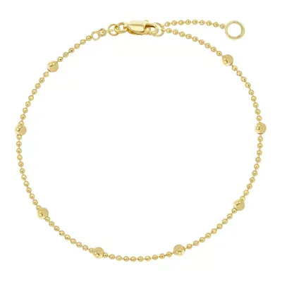 10K Gold 9 Inch Solid Cable Ankle Bracelet