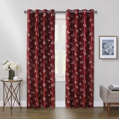 Max Blackout Mystique Grommet Top Embroidered 100% Single Curtain Panels