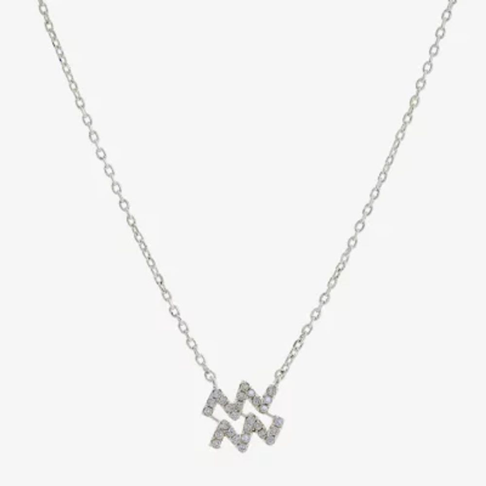 Sparkle Allure Zodiac Cubic Zirconia Pure Silver Over Brass 16 Inch Link Pendant Necklace