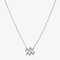 Sparkle Allure Zodiac Cubic Zirconia Pure Silver Over Brass 16 Inch Link Pendant Necklace