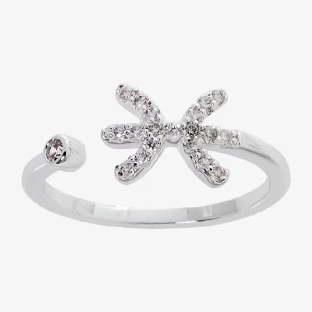 Sparkle Allure Zodiac Womens 2MM Cubic Zirconia Pure Silver Over Brass Band