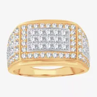 (H-I / I1) Mens 2 CT. T.W. Lab Grown White Diamond 10K Two Tone Gold Fashion Ring