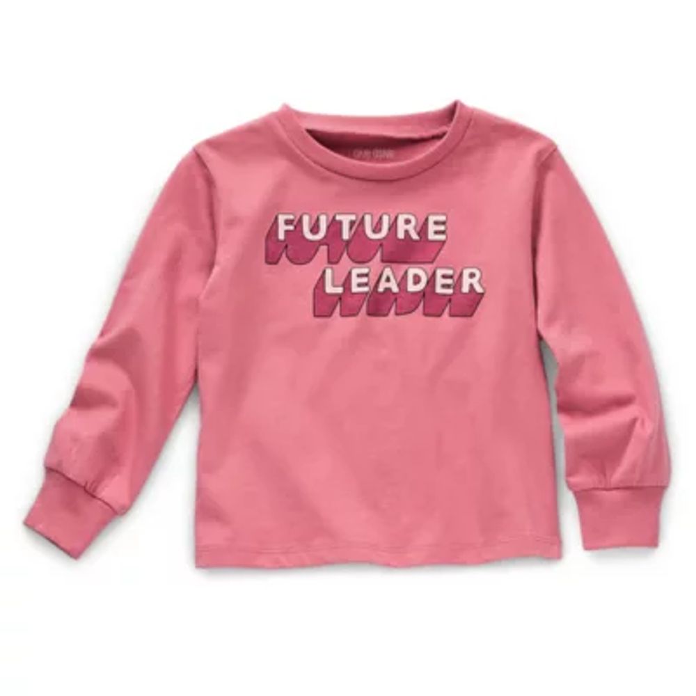 Okie Dokie Toddler Girls Round Neck Long Sleeve Graphic T-Shirt