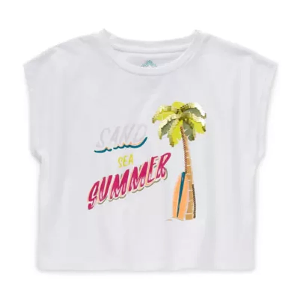 Thereabouts Little & Big Girls Round Neck Short Sleeve Graphic T-Shirt
