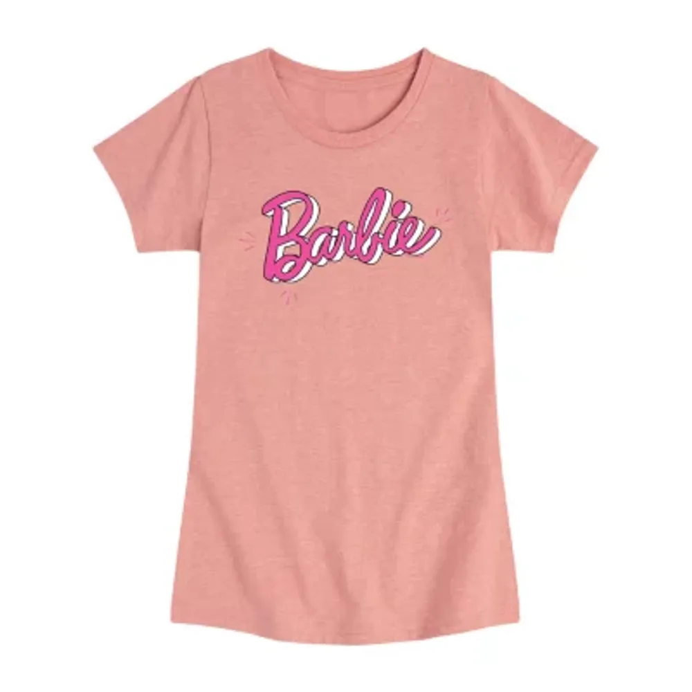 Little & Big Girls Crew Neck Short Sleeve Barbie Graphic T-Shirt