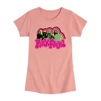 Little & Big Girls Crew Neck Short Sleeve Pink Floyd Graphic T-Shirt