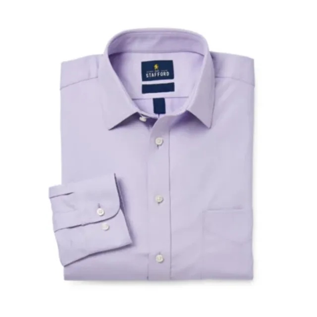Stafford Coolmax Mens Regular Fit Stretch Fabric Wrinkle Free Long Sleeve  Dress Shirt