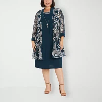 R & M Richards Plus Jacket Dress With Removable Necklace